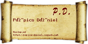 Pápics Dániel névjegykártya